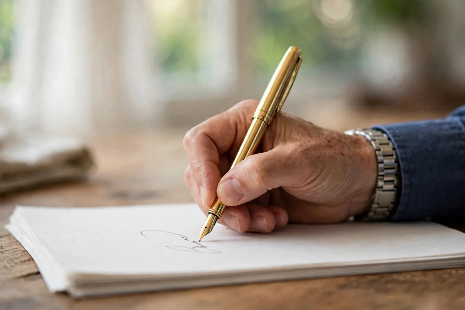 Signing legal documents with a fountain pen closeup