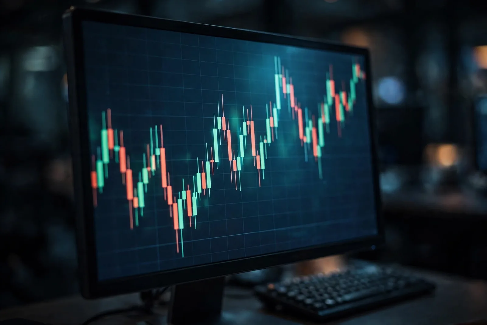 Forex trading charts on a computer screen closeup