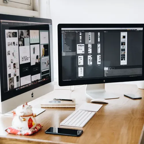 UI designer working on interface design on a screen
