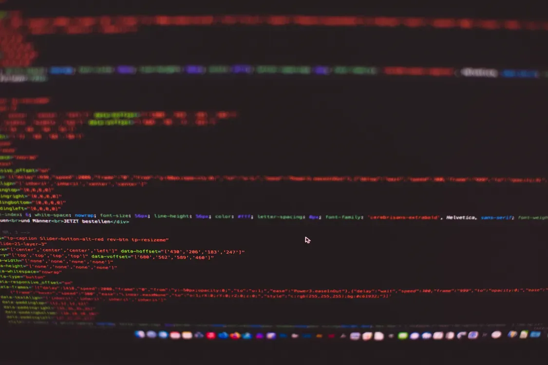 Web developer code on a screen closeup